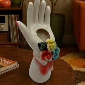 1970's Porcelain Hand Vase with Wrist Corsage and Painted Nails